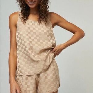 Lunya Washable Silk Checkered Jacquard Set